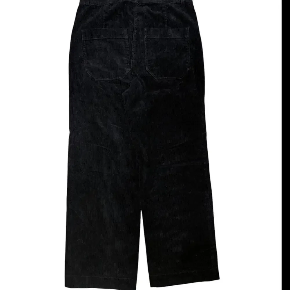 Black corduroy wide leg trousers